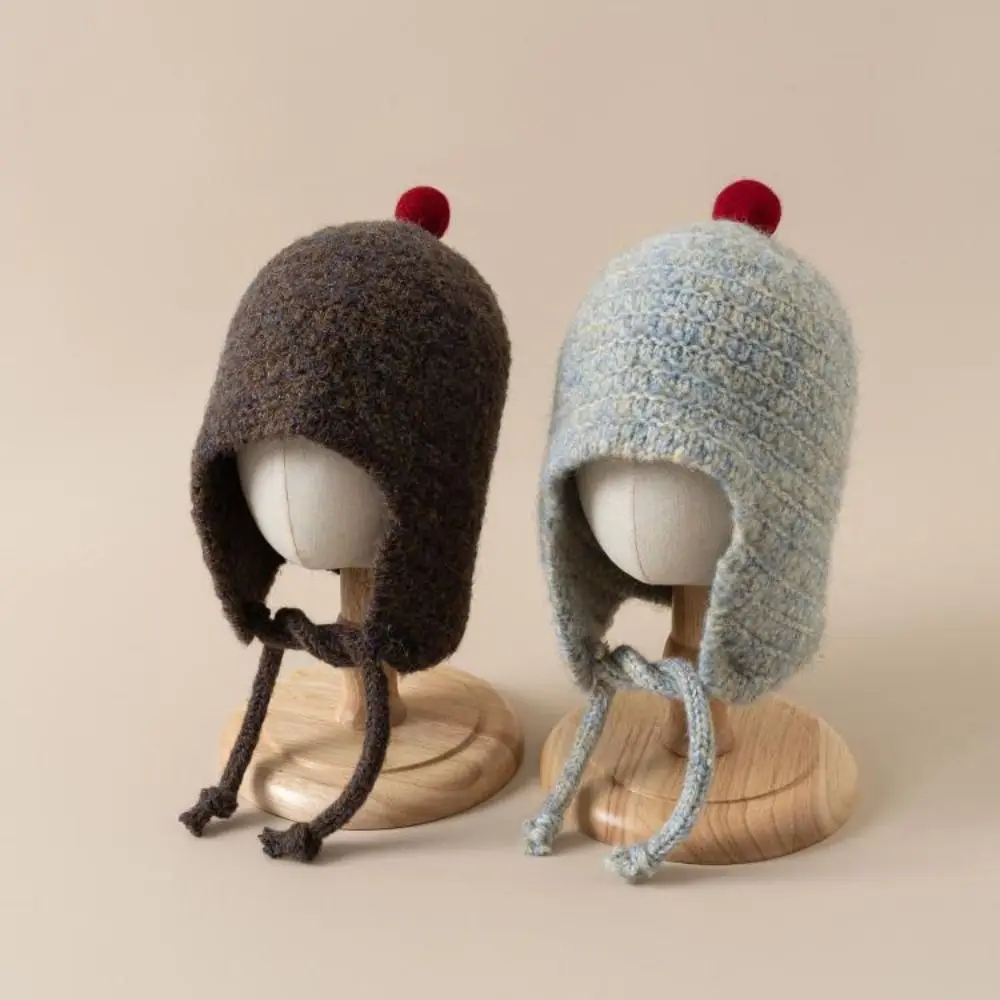 

Trendy Knitted Toddler Hat Ear Protection Keep Warm Children Beanies Windproof Leisure Kids Cap for Boy Girl