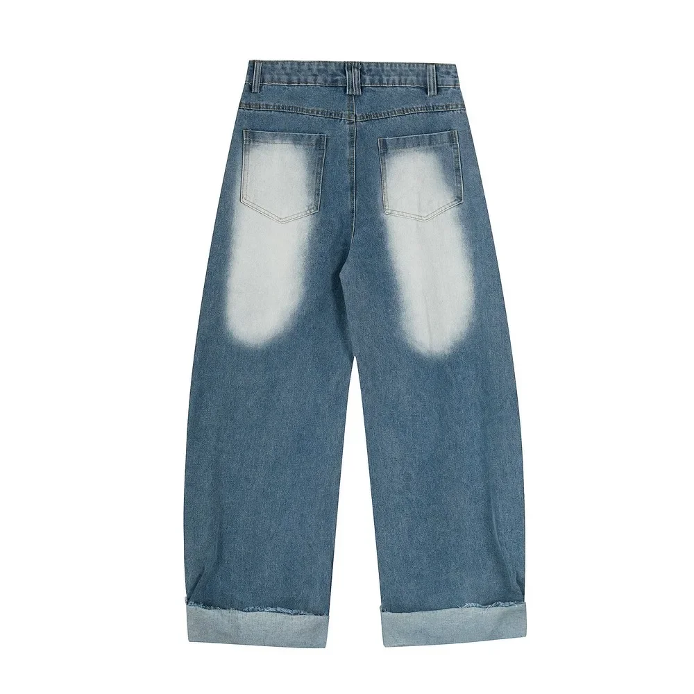 Design Distressed Washed Bleached Grunge Aesthetic Oversize Goth Pants Trousers for Women Grils Streetwear Grunge Winter Spring