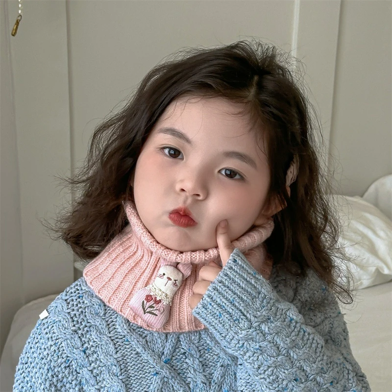 Korean Version Children's Scarf for Autumn and Winter, Unisex Baby Warm Knitted Ins-style Cute Versatile Neck Warmer