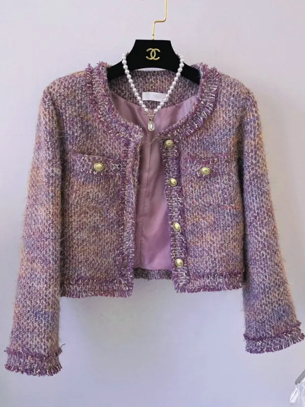 

Вязаный цветной пальто-жакет Ele, золотистый, на одной пуговице, прямой крой, элегантная верхняя одежда, женское длинное зимнее пальто