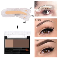 Eyebrow Powder with Stamp Eyebrow Stencil Tint Tattoo Cosmetics Eyebrows Makeup Eye Brow Shaper Waterproof Eyebrow Stamp Powder