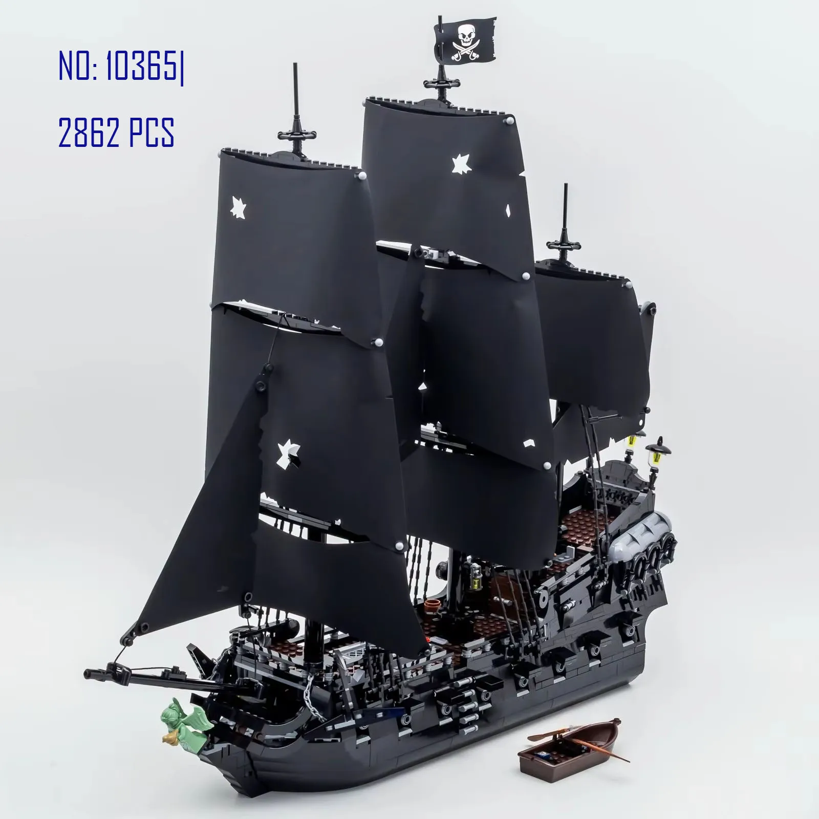 2862PCS 새로운 캐리비안의 해적선 모델 10365 캡틴 잭 블랙 펄 대형 및 어려운 조립 블록 장난감