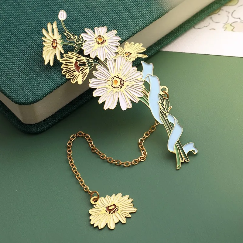 Sakura Floral  Hollow Metal Bookmark with Pendant Bookclip Student Bookfriend Gifts Page Mark School Office Supplies