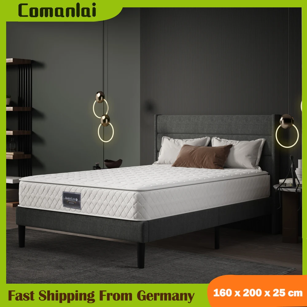 Comanlai Federkernmatratze 160 x 200 cm, 7-Zonen-Kalschaum, mit H3-Härte, Oeko-Tex-zertifiziert, gesteppter Mikrofaserbezug, 25 cm Dicke