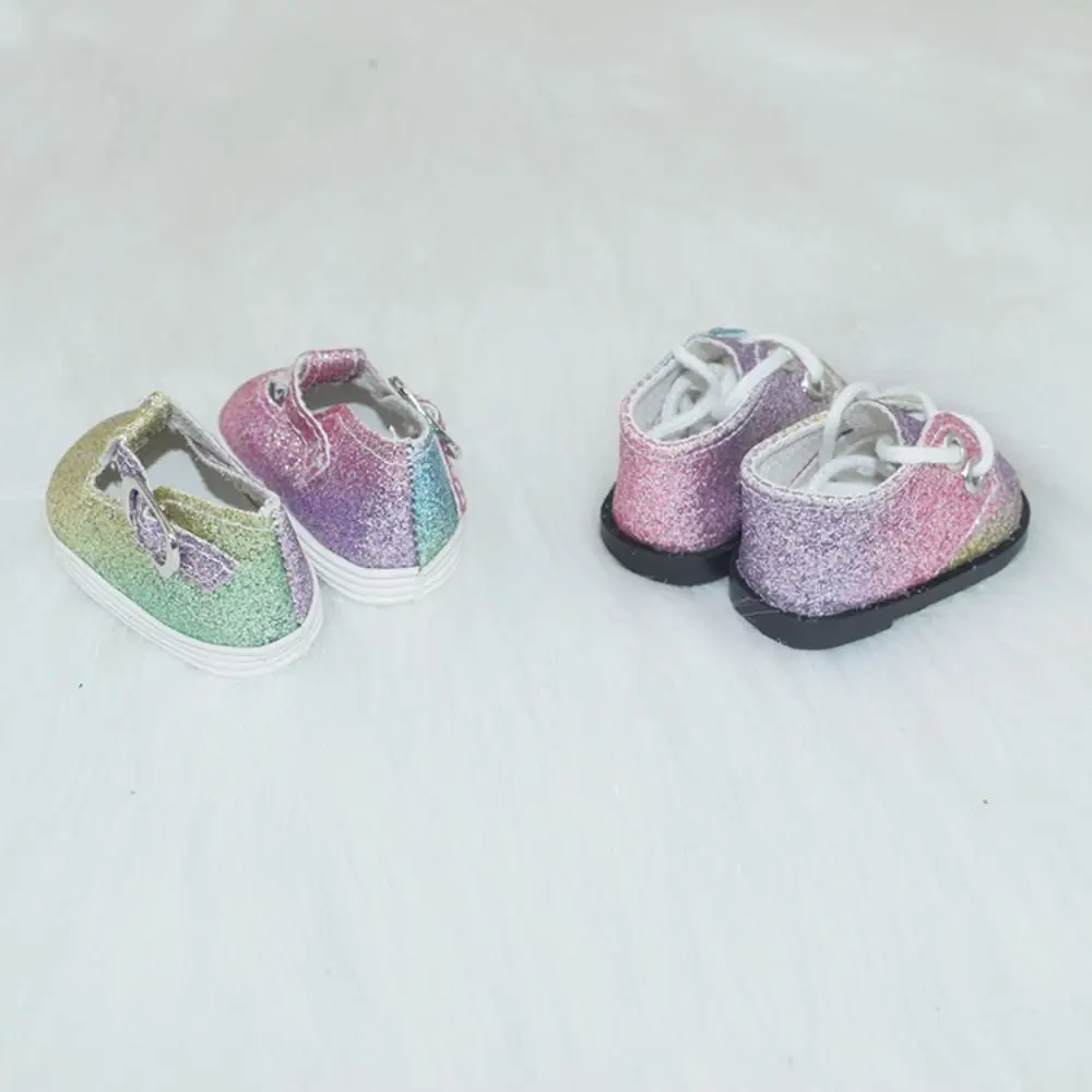 Mode Pop Glanzende Schoenen Nieuw Diy Vrijetijdskleding Roze Leren Schoenen Poppen Schoenen 20Cm Katoenen Pop/1/12 Poppen