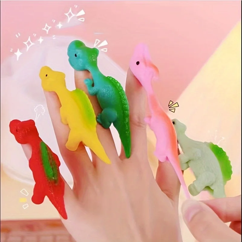 10/100pcs Dinosaur Finger Catapult Decompression Toy TPR Turkey Finger Slingshot for Kids Birthday Party Favors Goodie Bag