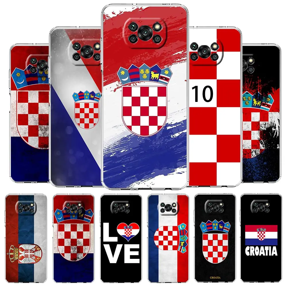 Croatia Flag Soccer Phone Case For Xiaomi Poco X3 NFC F3 M3 X4 X5 Pro 5G Mi 11 12 Lite Ultra 11T 11X 12T Pro 11i Clear Cover