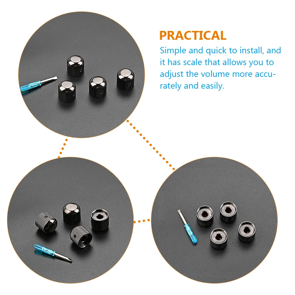 

Guitar Knob Round Volume Bass Metal Tool Effects Pedal Knobs Replacement Caps