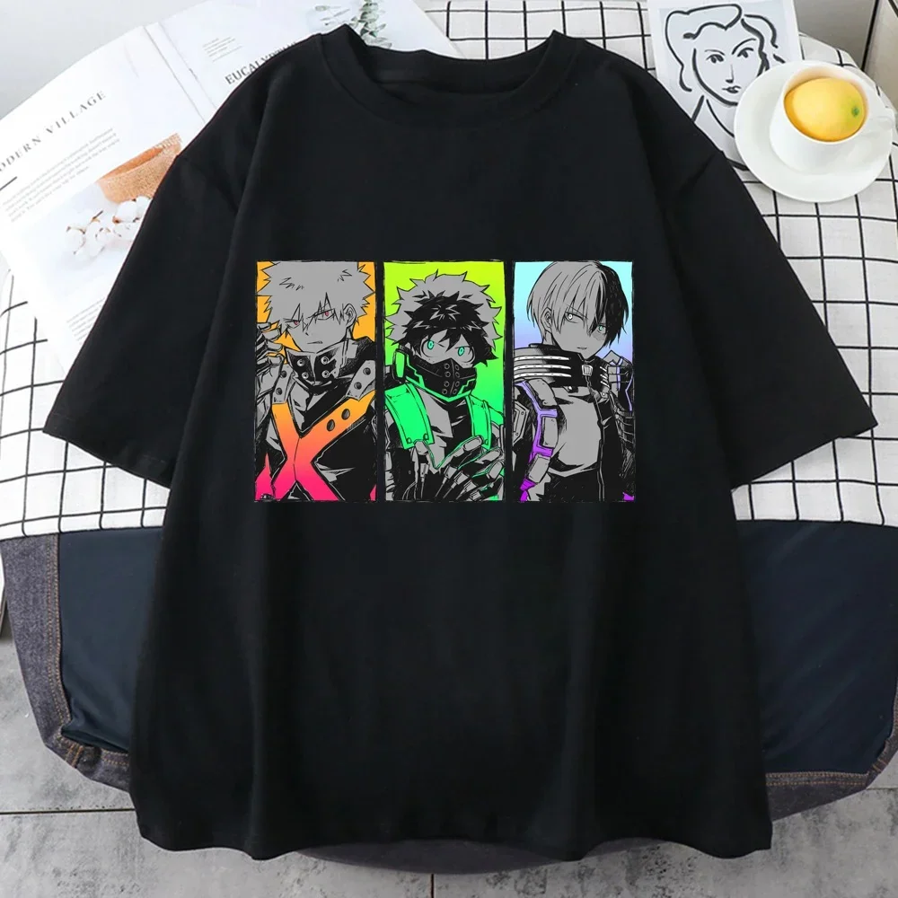 New Deku Bakugou Katsuki Todoroki Shoto Graphic Print Cool T-Shirt Crew Neck Loose Short Sleeve Tops