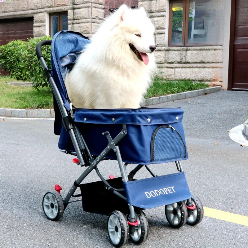 Quick Install Pet Stroller One Click Folding Outdoor Dog and Cat Stroller Pet Travel Stroller Cat Transport Cart