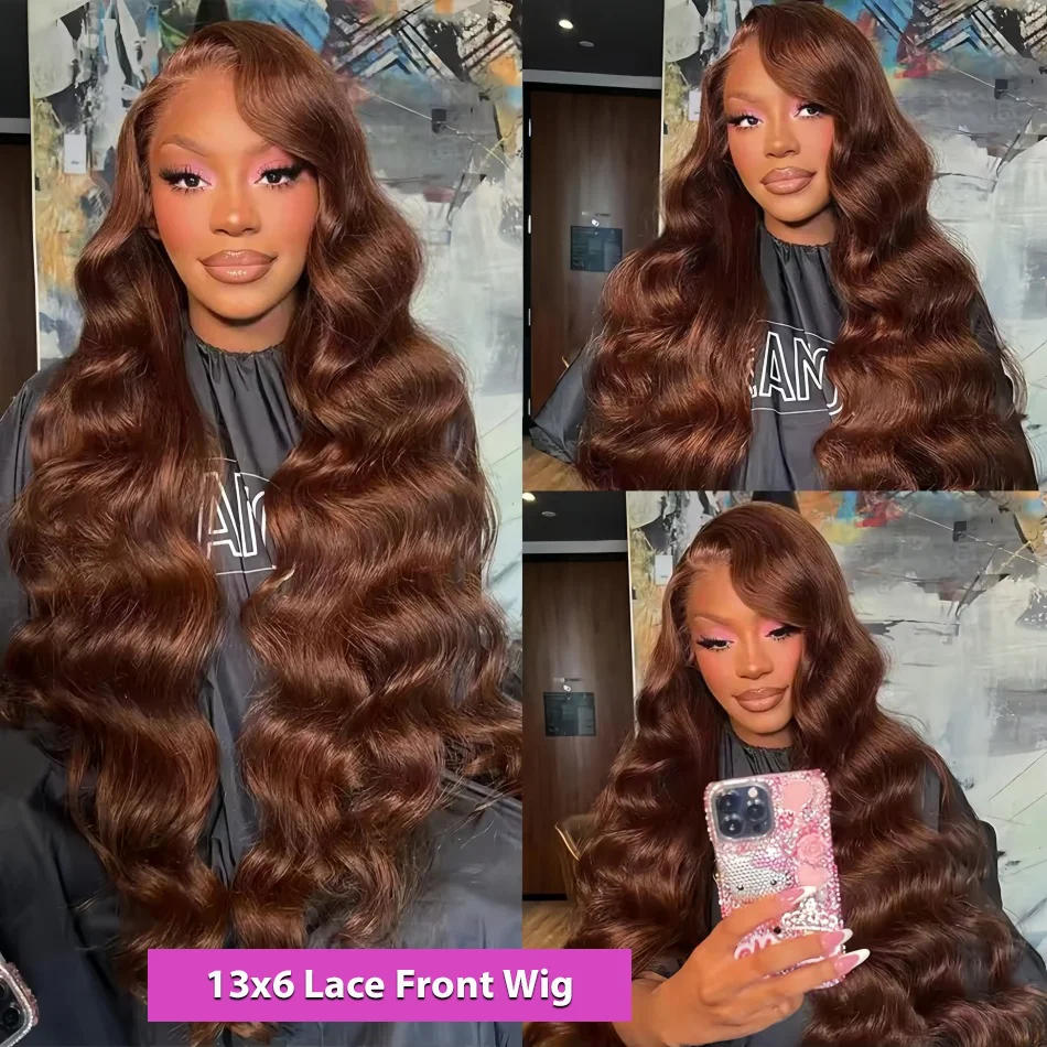 13x6 الشوكولاته براون hd الدانتيل الجبهة خصلات الشعر المستعار الإنسان الجسم موجة باروكة من شعر طبيعي 30 بوصة 100% الملونة براون خصلات الشعر المستعار الإنسان للنساء