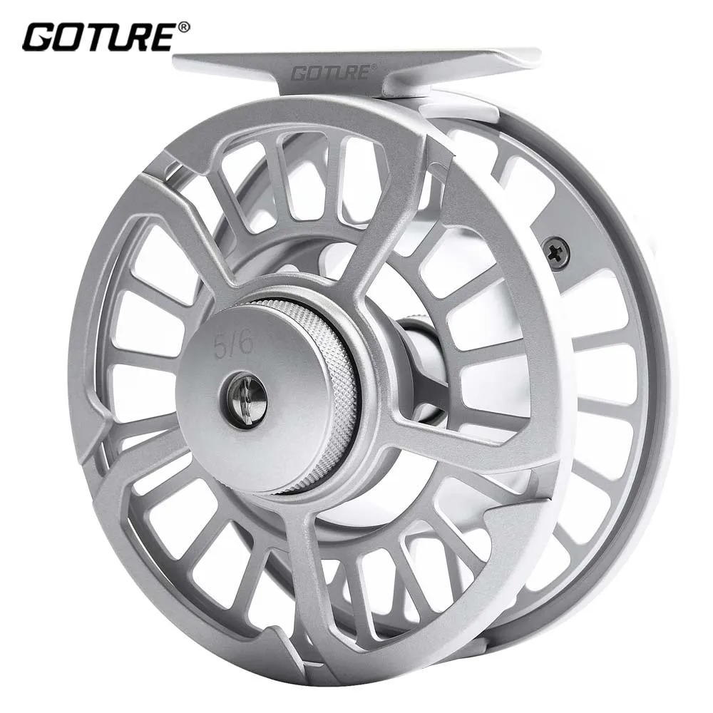 Goture Fly Fishing Reel 3/4-5/6-7/8-9/10 WT CNC Machine Cut Large Arbor Die Casting Aluminum Fly Wheel Left/Right Hand Tackle