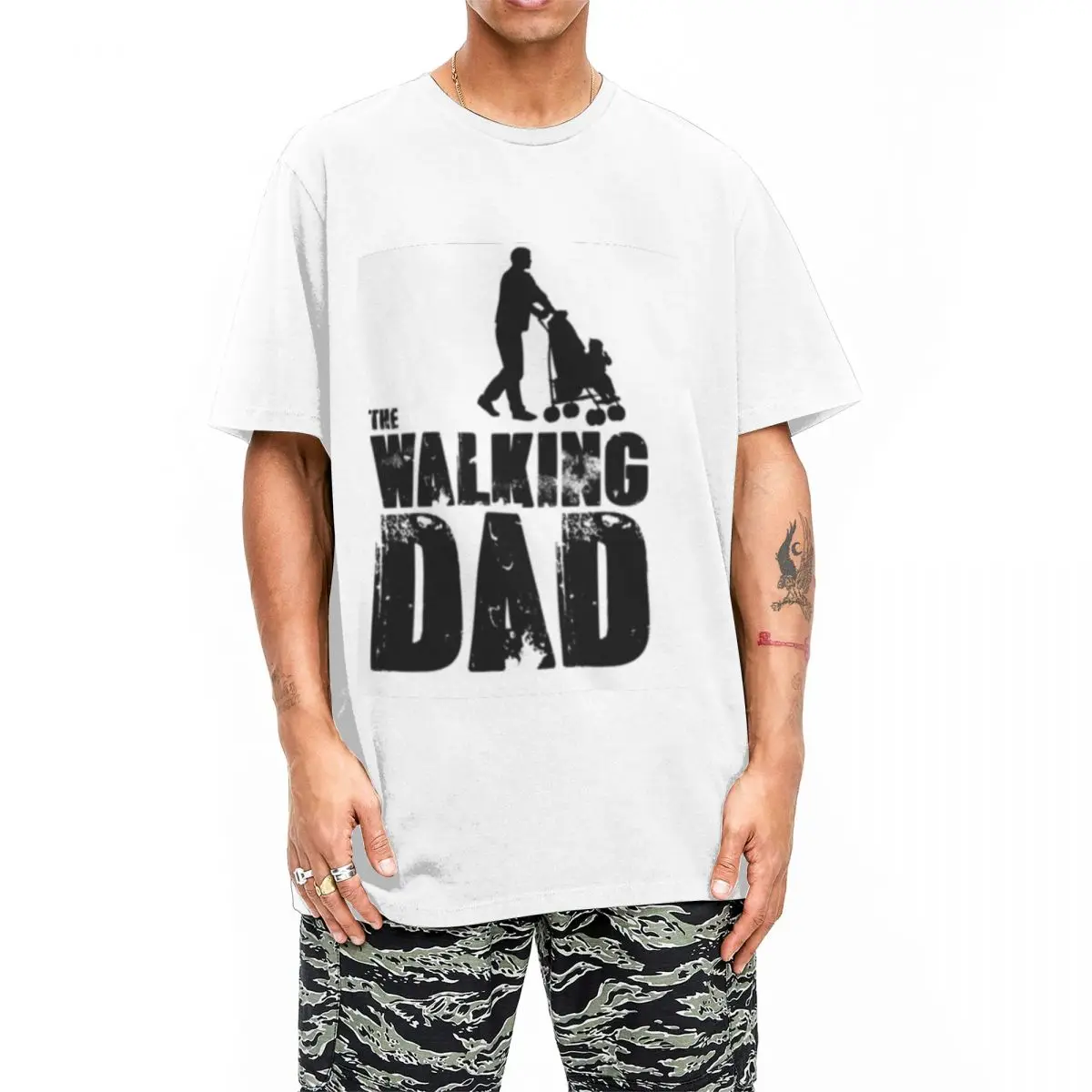 Casual The Walking Dad T-Shirt Men's Round Neck Short Sleeve Top Tee Film Zombi Cotton Tops Shirts