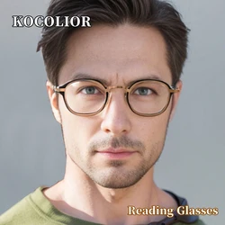KOCOLIOR Anti Blue Light Photochromic Reading Glasses Retro Small Square Frame Glasses Men and Woman Presbyopia Glasses0 to 6.0