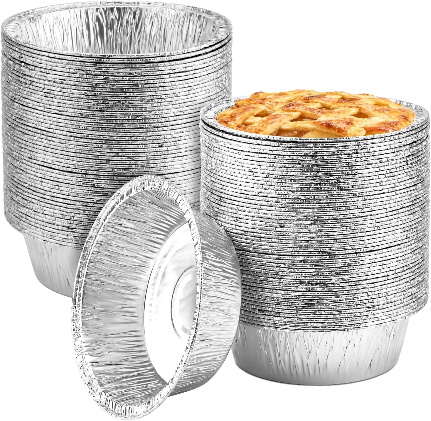 100 Pack Aluminum Tart Foil Pie Pans Disposable Foil Egg Tart Molds Tinfoil Cupcake Circular Baking Cup Homemade Tart Pie Tins
