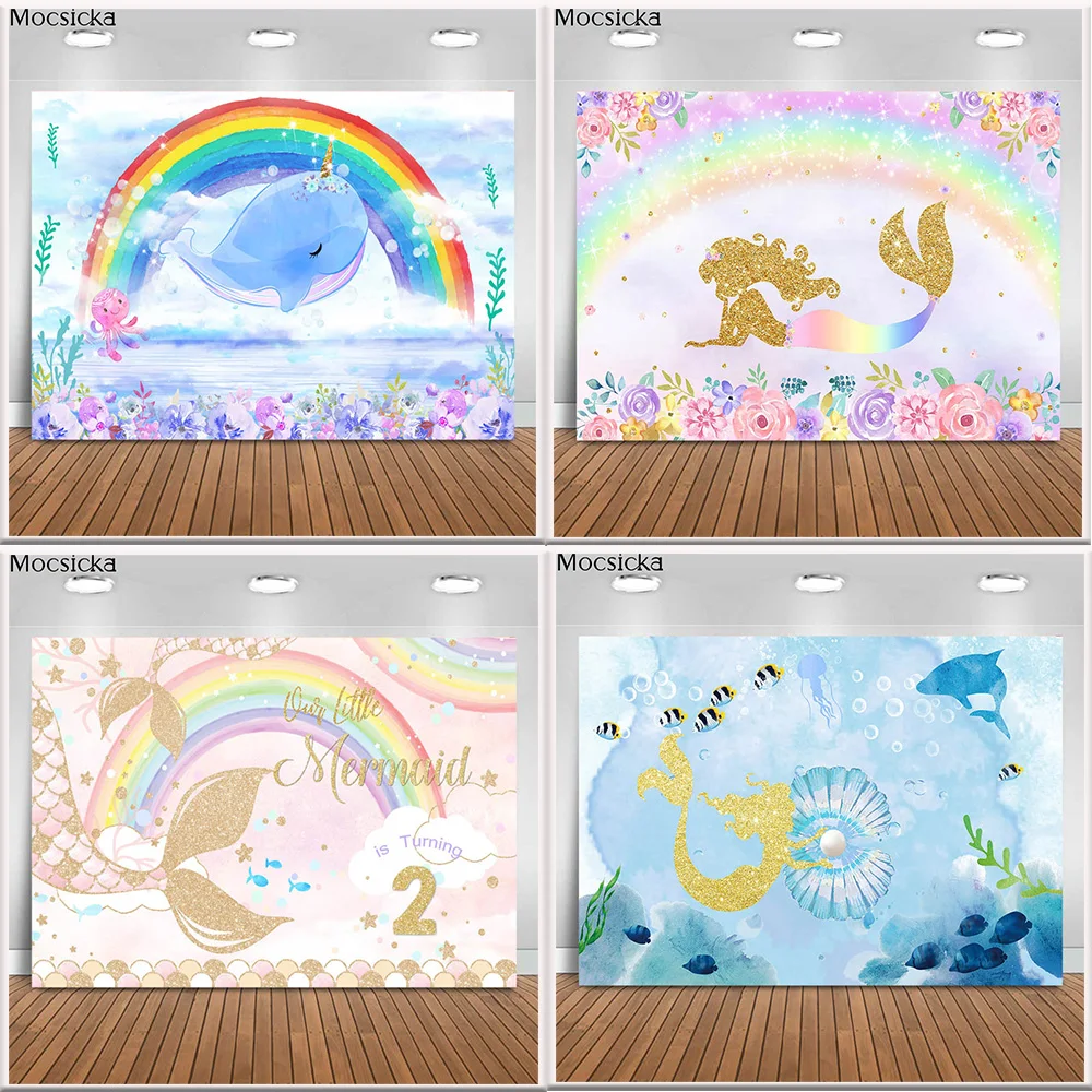 Mocsicka-赤ちゃんのシャワーのテーマ,ビニールの背景,写真のパーソナライズされた海のベッドの城,プリンセスの背景
