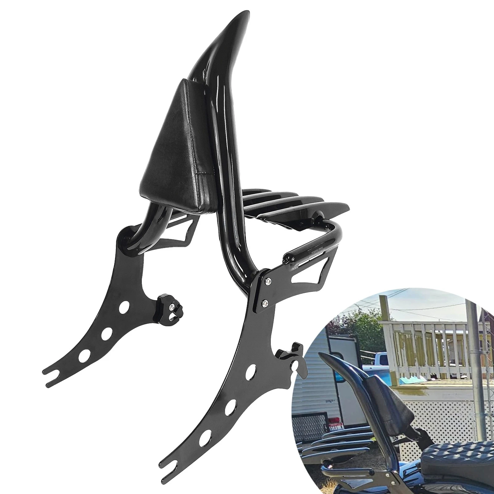 For Harley Fat Boy Lo FLSTF 2007-2017 Softail FXST Night Train 06-12 Detachable Motorcycle Backrest Sissy Bar With Luggage Rack
