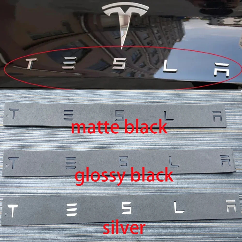 1pcs 3D ABS Logo Tesla Emblem Letters Car Trunk Badge Rear Letter Label Electroplated For MODEL 3 MODEL S X Modified Accessories