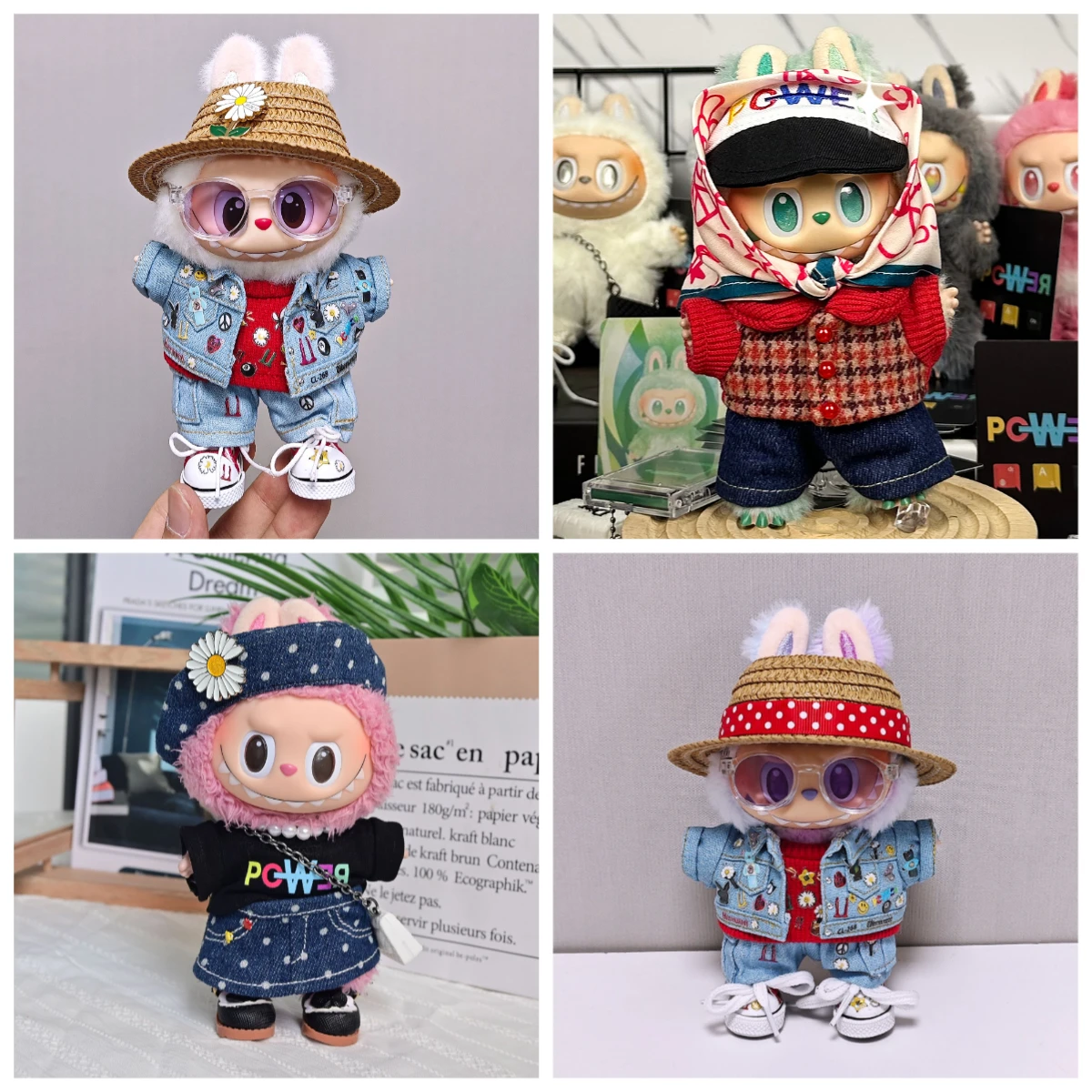 

For 15/17cm Labubu Doll Kpop Idol Gd Concert Same Clothes Set Labubu 3.0 Diy Clothing Accessories G-Dragon Same style Trend suit