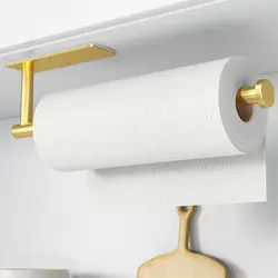 Paper towel holder - self-adhesive or drilled, kitchen gold wall mounted roll paper towel holder, bathroom extended storage rack