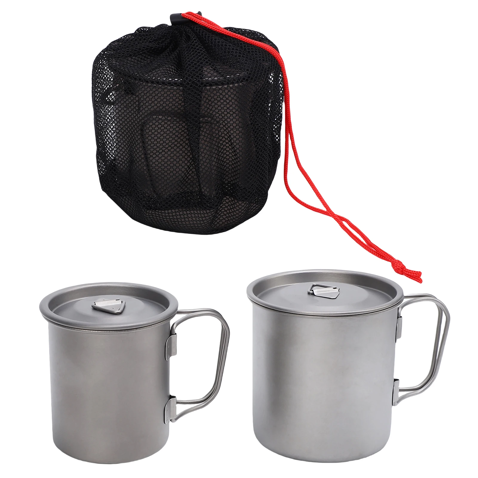 

Ti Coffee Mug Camping Cup Ti Coffee Mug with Folding Handle Lid and Net Bag for Camping Hiking Travelling Hiking Coffee Mug