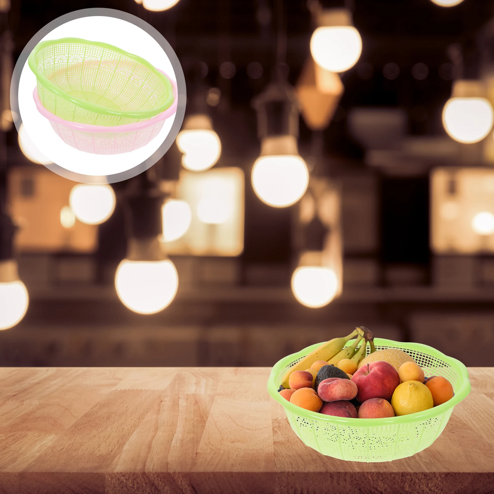 

4pcs Rice Washing Basin Set with Fine Mesh Strainer Sink for Vegetable Fruit Cleaning Plastic Colander Kitchen Tool