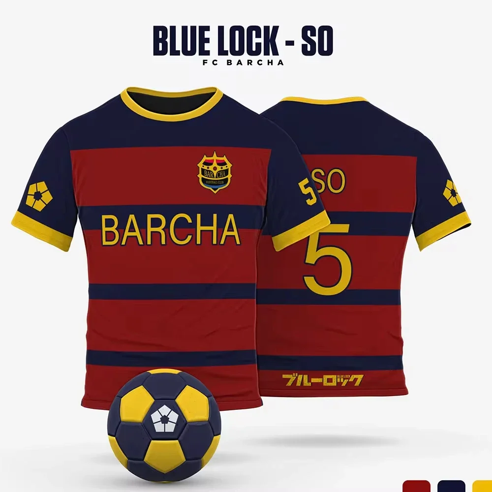 Anime Japanese Blue Lock Isagi Yoichi Football Jersey T-shirt Cosplay Hyoma Chigiri Meguru Bachira Tee Original Children Clothes image 3