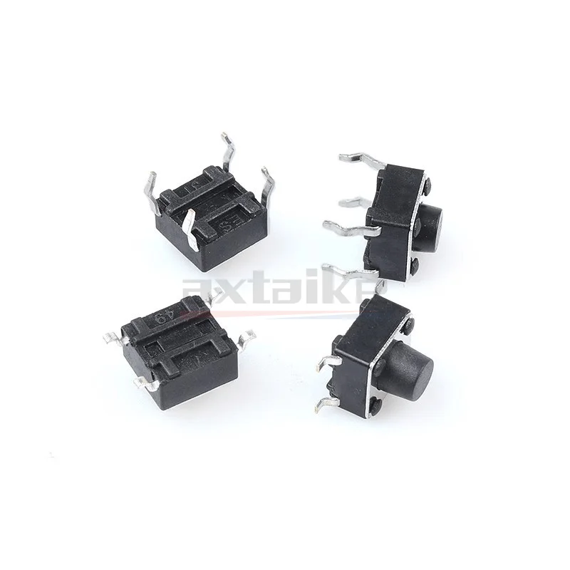 50PCS 6*6mm Tactile Switch 4Pin SMT/DIP Micro Toy Power Supply Push Button 6×6×4.3/5/6/7/8-13mm Momentary Tact Switch for PCB