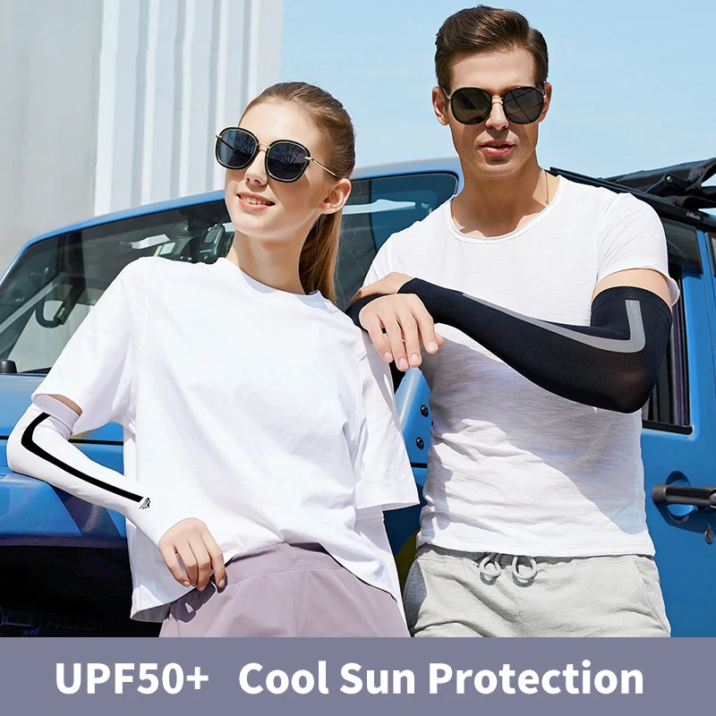 

1 Pair Ice Silk Sleeve Cooling Sun Shade Women Men Sleeve Uv Protection Long Gloves Outdoor Fishing Elasticity Sport Sleeves