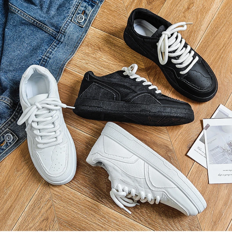 

2025 New Men's Platform Sneakers Casual Low-Top Athletic Shoes for Students Soft Cushion Wear-Resistant Sole Trendy Streetwear