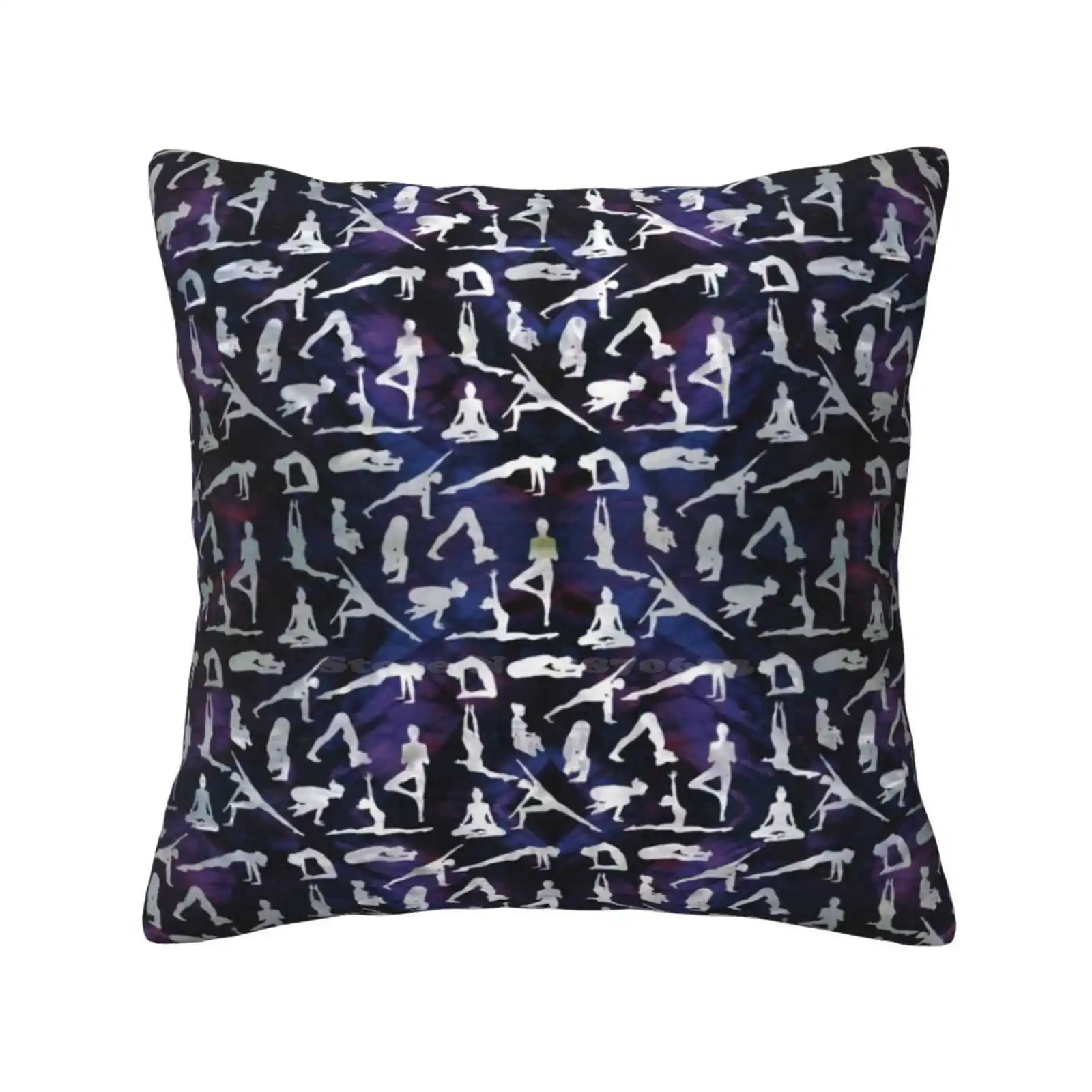 Yoga Asanas / Poses Pattern On Amethyst Funny Cute Decor Square Pillowcase Yoga Pattern Yogi Positions Asanas Sanskrit Amethyst