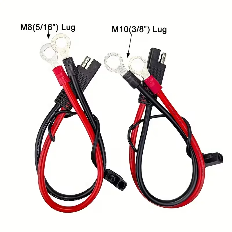 1Pc 10AWG‑6mm² SAE Plug To M8/M10 O‑Type Copper Lug Cable Insulated Terminal Wire for RV Motorcycle Solar Car Battery Charging