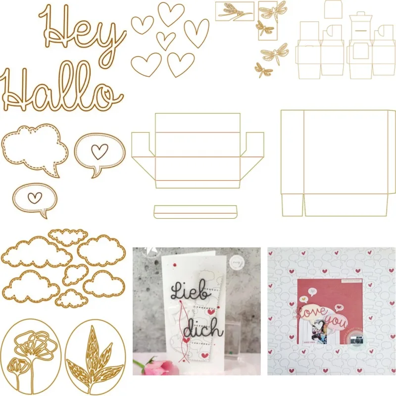 Click Box Hey and Hello Beauty Metal Cutting Dies Scrapbook Diary Decoration Stencil Embossing Template DIY Greeting Card 2026