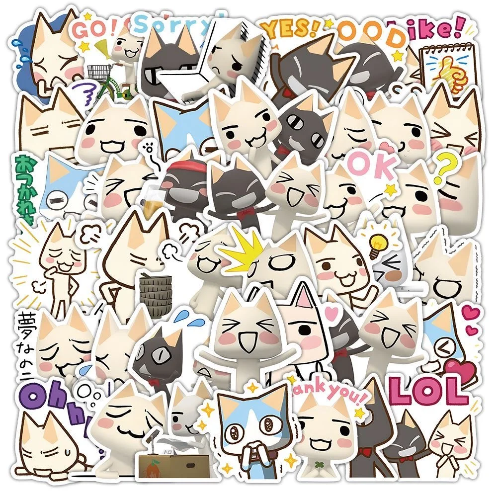 51Pcs Cute Cartoon Toro Inoue Cat Stickers Kawaii Waterproof Graffiti  Decals for laptop Guitar Suitcase Skateboard Kids Gift