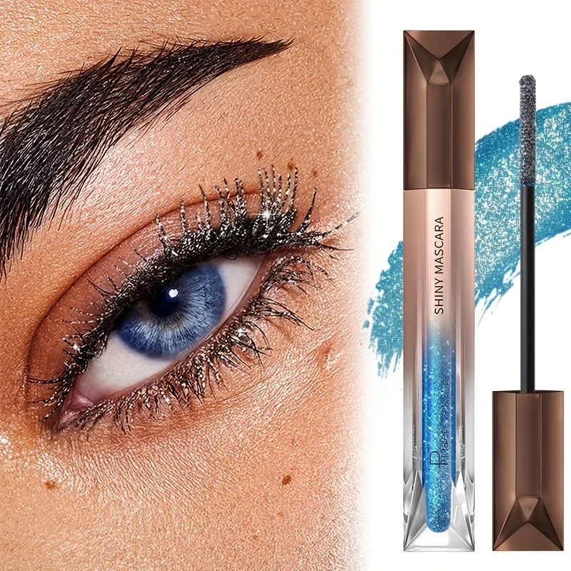 Glitzernde funkelnde Wimperntusche, langlebig, Effekte, wasserfest, wischfest, zerkleinerte Diamant-Wimperntusche, perlmuttartig, feiner Blitz