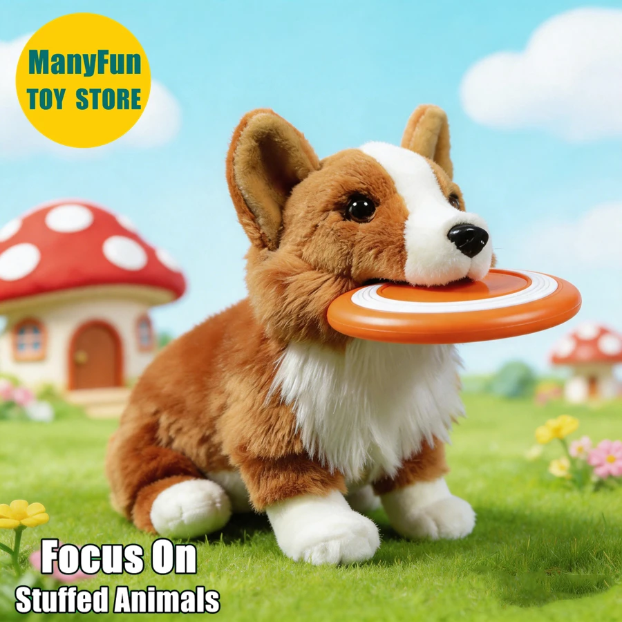 Peluche de Corgi, Animal Realista, Peluche de Corgi Galés, Muñeco de Peluche de Corgi Realista, Juguete de Simulación para Coleccionistas