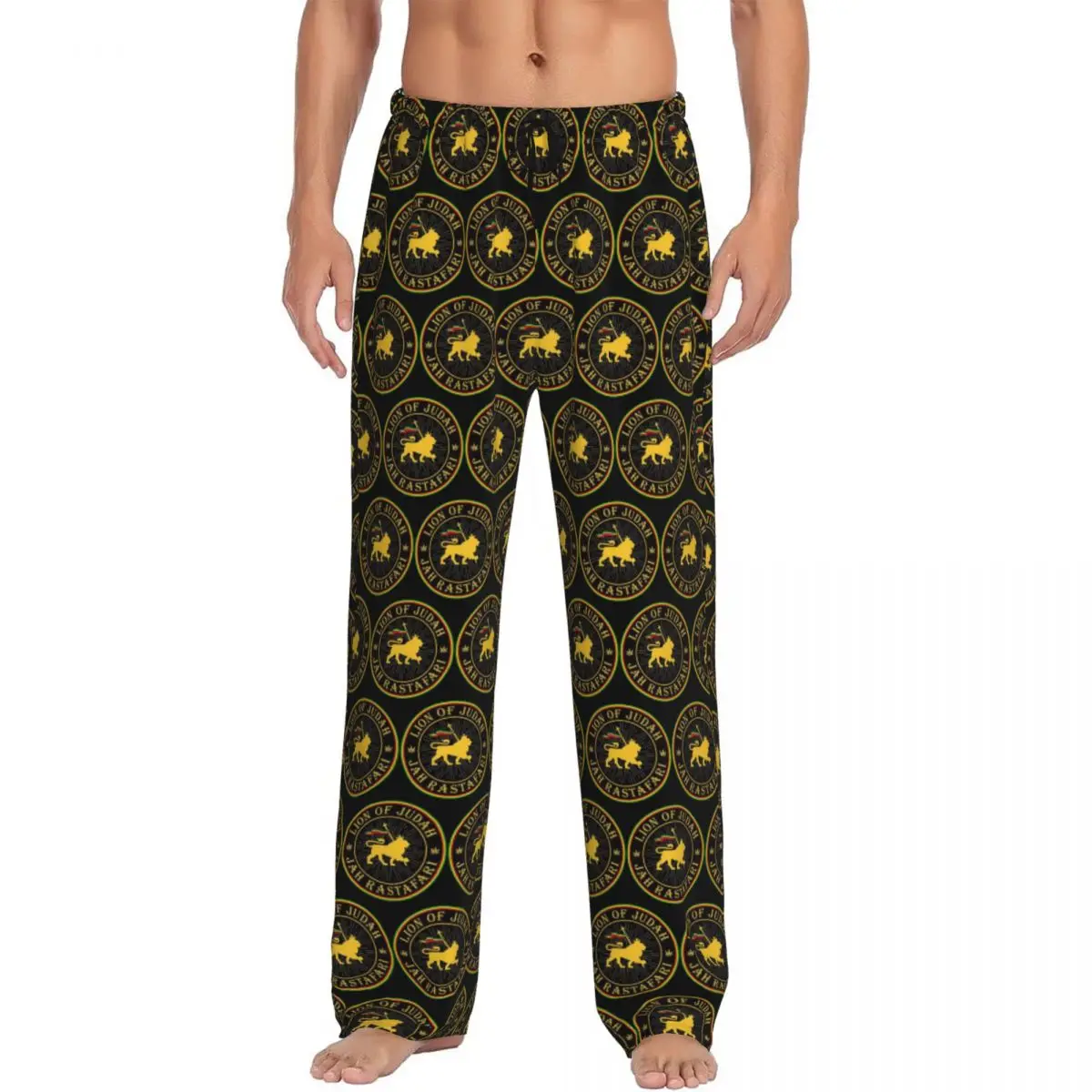 

Custom Rasta Lion Of Judah Star Of David Pajama Pants Men Sleepwear Sleep Lounge Bottoms with Pockets