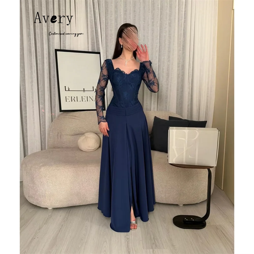 

Avery Custom Blue Lace Embroidery A Thread Elegant Party Dresses 2026 Woman Luxury Evening Dress Ball Gown Dress Women's Prom