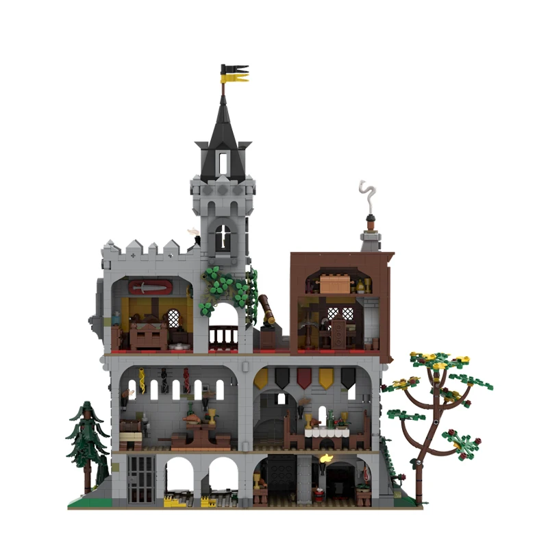 2920 pièces – Modèle de construction modulaire MOC « Seigneur des Corbeaux » médiéval – Briques éducatives populaires à personnaliser – Jouet de festival DIY – Cadeau