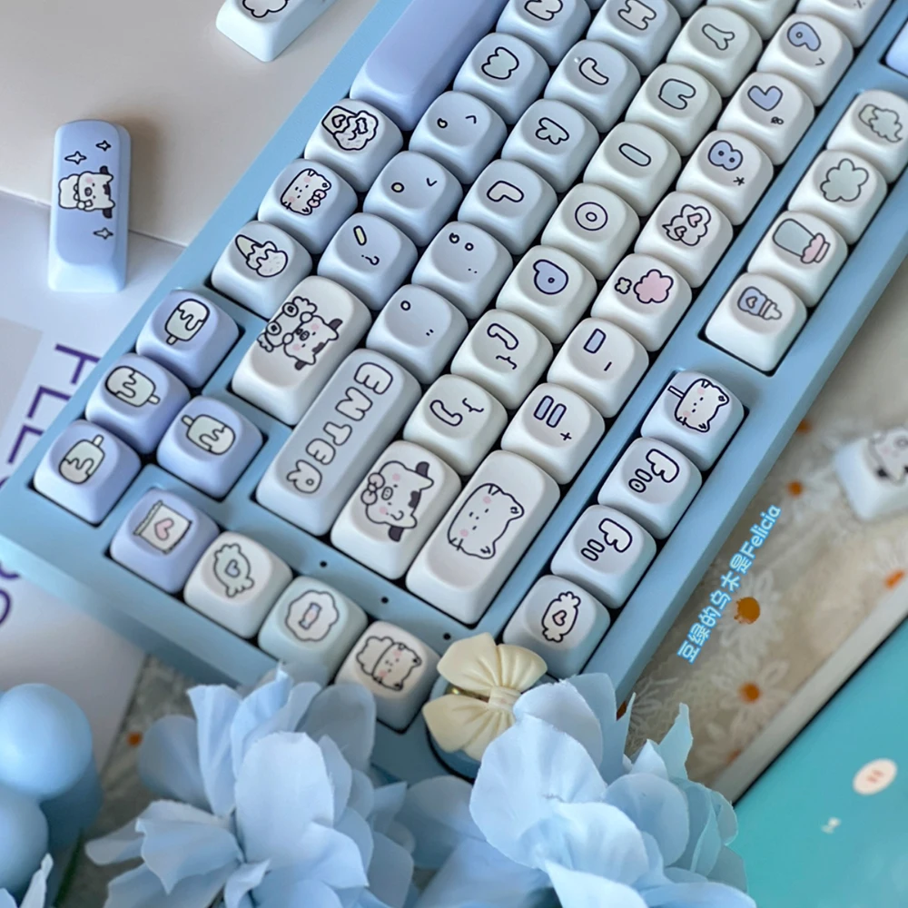 Cow Dessert Keycap MOA/ SOA Profile PBT Material 139 Key Keycaps Adapted To Mechanical Keyboard Gaming Keyboard Accessories Gift