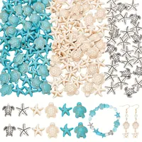 20/40pcs Adorable Ocean Themed Turtle Starfish Turquoise Beads For DIY Jewelry Making Summer Vacation Parties Gifts Accessories