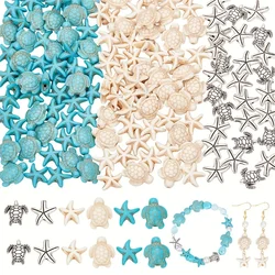 20/40pcs Adorable Ocean Themed Turtle Starfish Turquoise Beads For DIY Jewelry Making Summer Vacation Parties Gifts Accessories