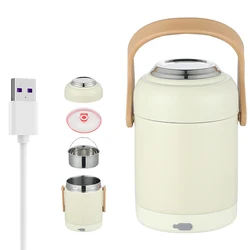 Electric USB Heating Lunch Box 5V 12V 24V Car Office Insulation Leakproof Stainless Steel Bento Box Food Warmer Container 4A 3A
