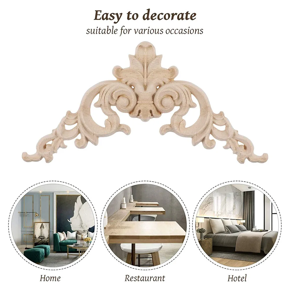 4pcs Wood Carved Corner Appliques 20x20cm Decorative Onlay Frames For Furniture Doors Cabinets And Wall Craft Home Decor