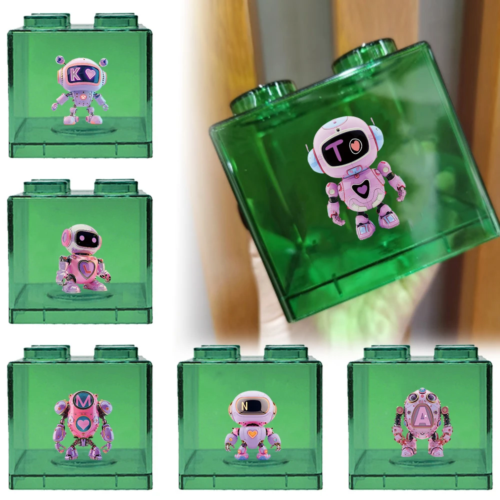 

Portable Plastic Coin Storage Case Building Block Money Box Robot Initial Name 26 Letters Pattern