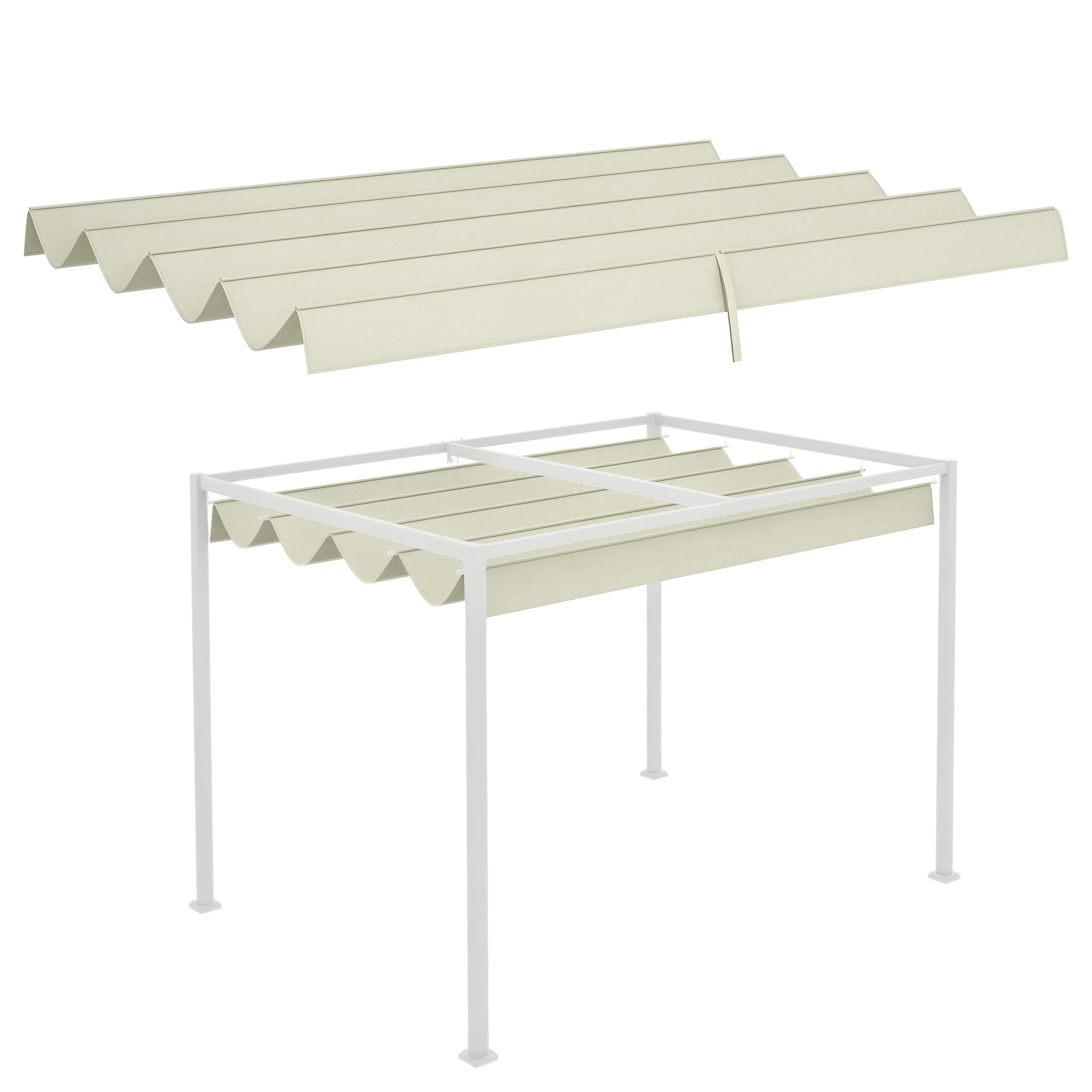 Replacement roof for 2.85 x 2 m garden pavilion, extendable, easy assembly, polyester, cream white