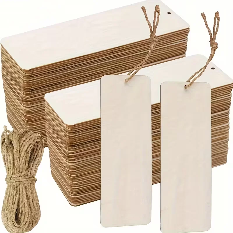 50PCS Wooden blank bookmark,DIY graffiti painting wooden cra