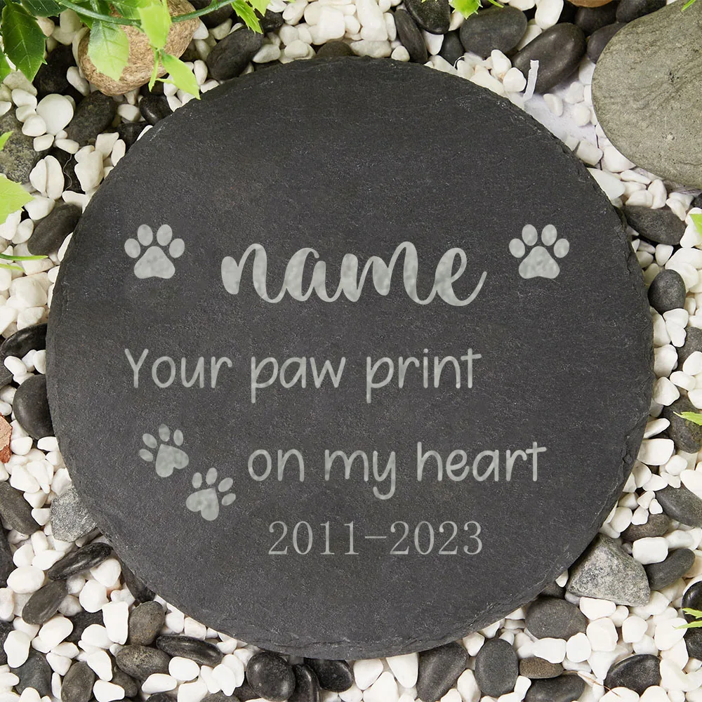 Gravado Pet Memorial Stone Slate, Pedra de sepultura de cão personalizada com nome, Pet Loss, Jardim, Lembrança Presente