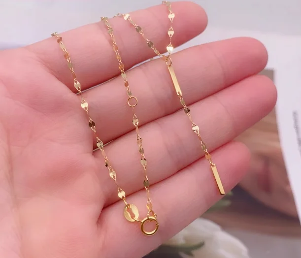 18k real gold necklaces for women Y shape chains necklace