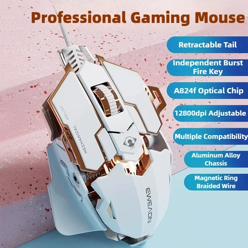 

G5 Mechanical E-sports Wired Mouse RGB 9 Button Macro Programming Gaming Mute Mouse 12800 DPI For Desktop Computer Laptop